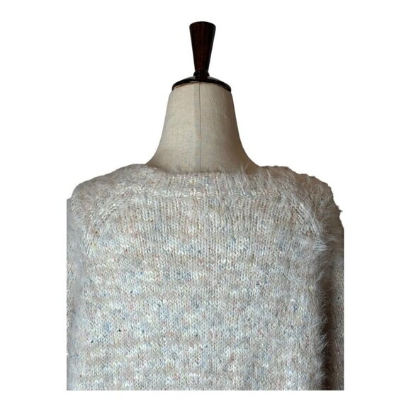Lou & Grey Ivory Multi Color Fleck Fuzzy Soft‎ Crew Neck Sweater Size L - Picture 5 of 9